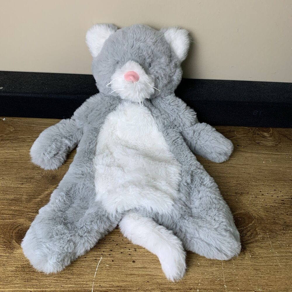 Mud Pie Cat Lovey Plush Security Gray & White Stuffed Animal Soft